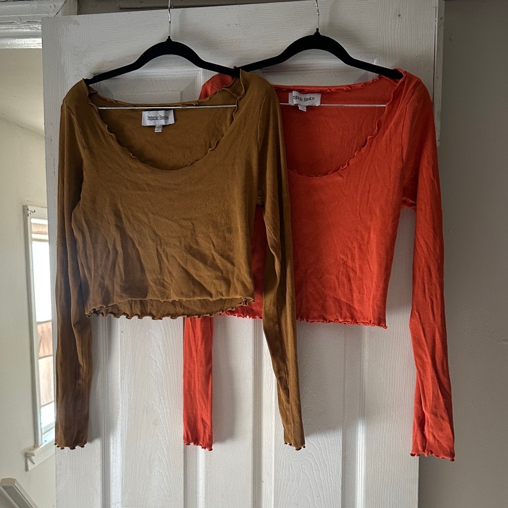 Organic Basics Brown and Orange Crop Tops